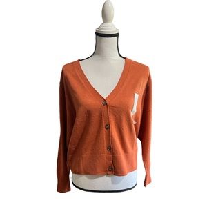 cropped cardigan burnt orange